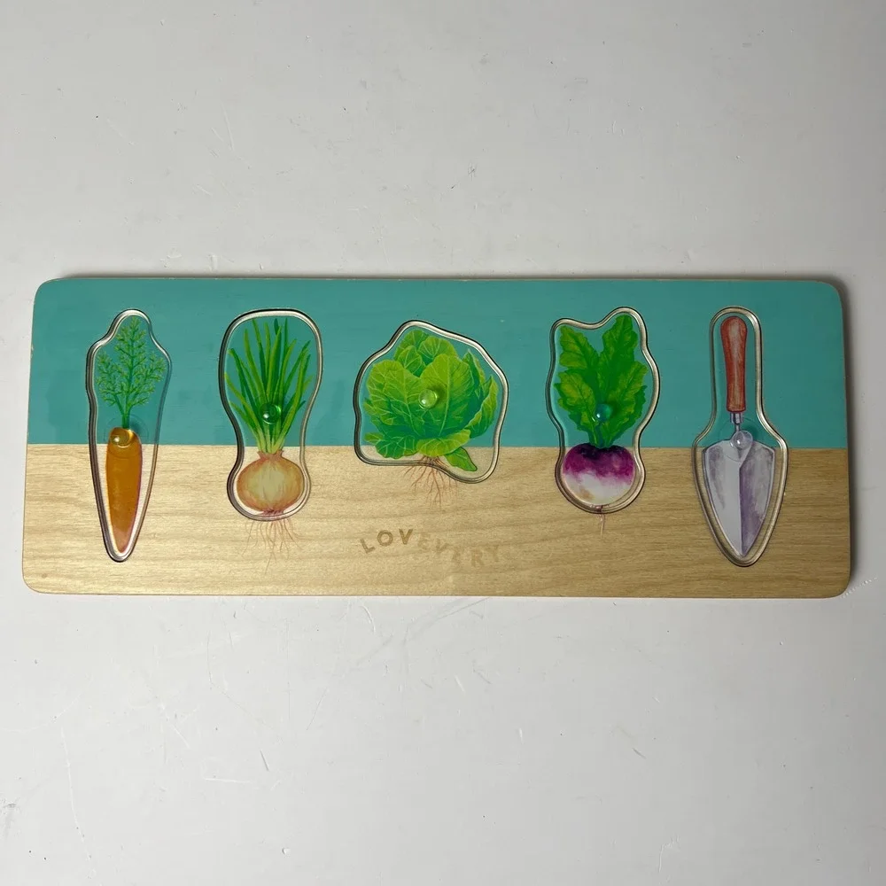 Lovevery Vegetable Garden Peg Puzzle Toddler Wood Montessori Learning Toy